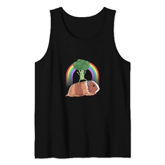 Guinea Pig Pet Broccoli Vegetable Riding Guinea Pig Rainbow Cute Magical Tank Tops