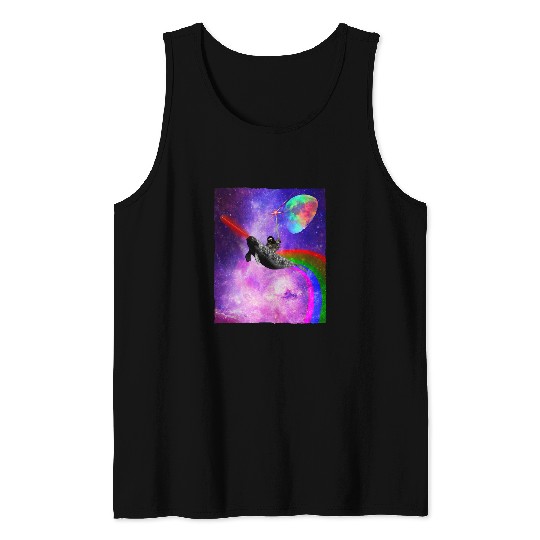 Sloth Pet Gift Astronauts Narwhal Sloth Rainbow Colorful Ridiculous Space Tank Tops