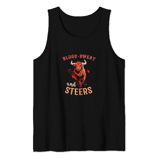 Cow Pet Livestock Show Farmer Cattle Cow 2Blood Sweat And Steers 01 Tank Tops
