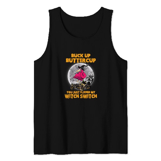 Flamingo Pet Halloween For Women Flamingo Witch Buckle Up Buttercup 1 Tank Tops