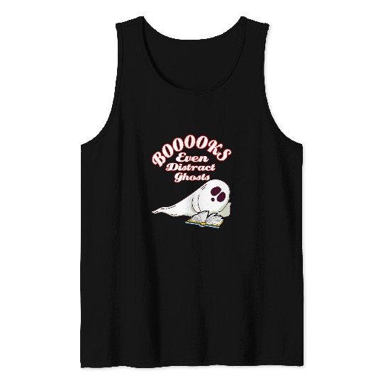 Book Fun Booooks Even Distract ghostss Halloween Reading Tank Tops
