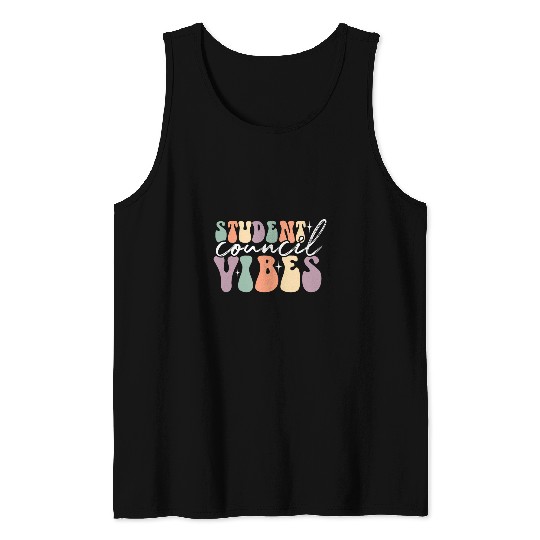 Groovy Student Council Vibes School Student Teacher Tank Tops