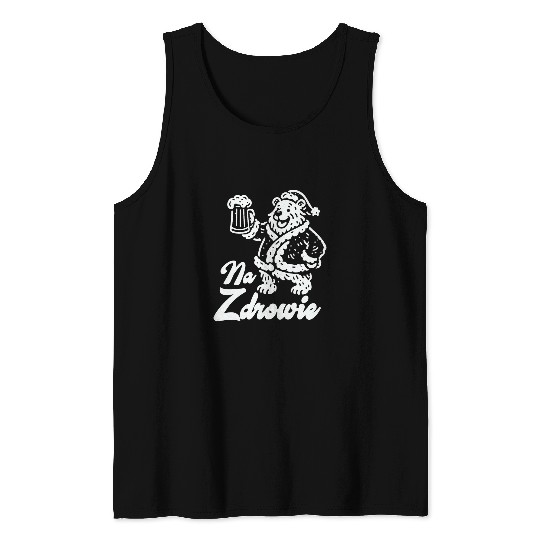 Beer Fun Na Zdrowie Polish Dyngus Day Bear Drinking Beer Poland Pride Tank Tops