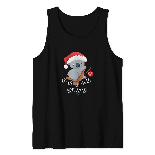 Koala Pet Fa la la la la Koala Cute Koala Bear in Christmas Hat Tank Tops