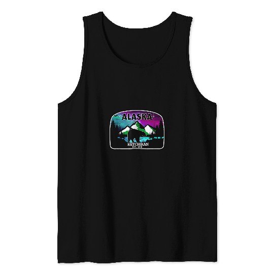 Bear Pet Ketchikan Alaska Northern Lights Aurora Borealis and Bear Tank Tops