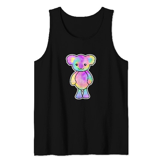 Koala Pet Pastel Rainbow Tie Dye Koala Australia Kawaii Animal Teddy Tank Tops