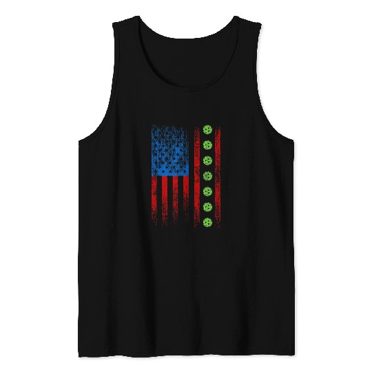 Sport Pickleball Pickleball USA Flag Funny Player Paddle Lover Graphic Tank Tops