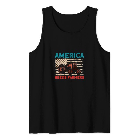 Tractor Fun Farmer Farm Agriculture America Needs Farmers 2 Tank Tops