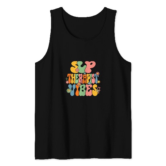 Groovy SLP Therapist Vibes Retro First Day Of School Tank Tops