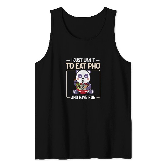 Panda Pet Eats Pho Soup Kawaii Tank Tops