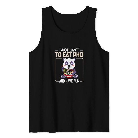 Panda Pet Eats Pho Soup Kawaii Tank Tops