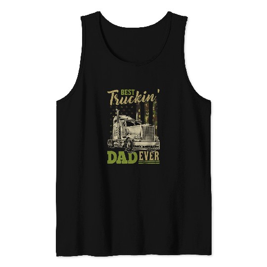 Truck Fun Mens bests Trucking Dad Flag USA Semi Truck Driver Christmas 1 Tank Tops
