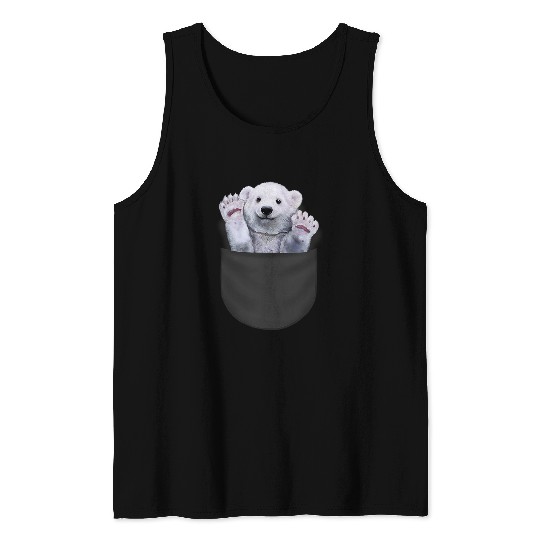 Bear Pet Cute Polar Bear Waving from Pocket Tank Tops