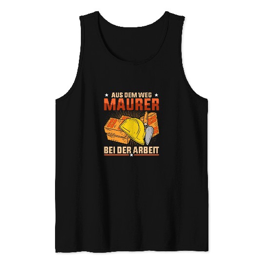 Bricklayer Job Masonry At Work Brick Master Saying Funny Tank Tops