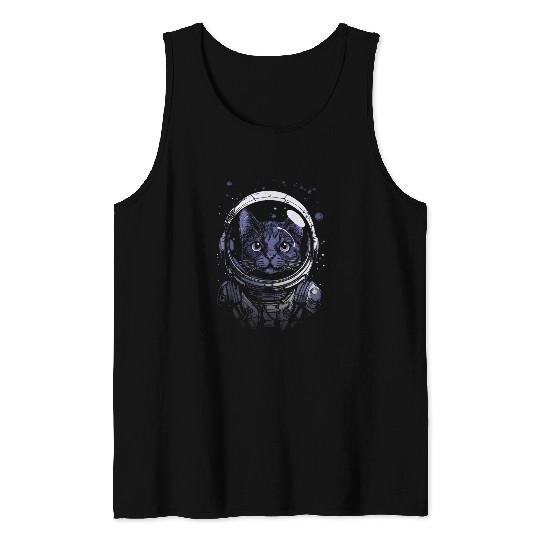 Astronaut Job Cat Meow Astronaut Helmet Cat Owner Cat Lover 01 Tank Tops
