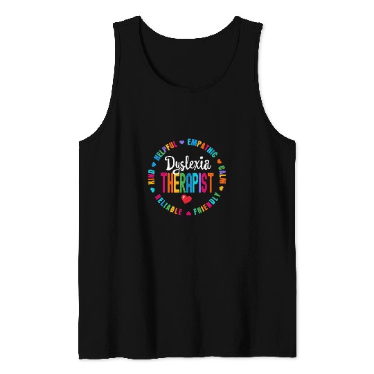 Book Fun Teacher School Support Squad Reading Dyslexia Therapist Tank Tops