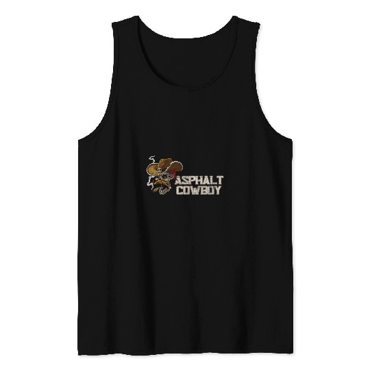 Truck Fun Asphalt Cowboy Funny Semi Trucker 2 Tank Tops