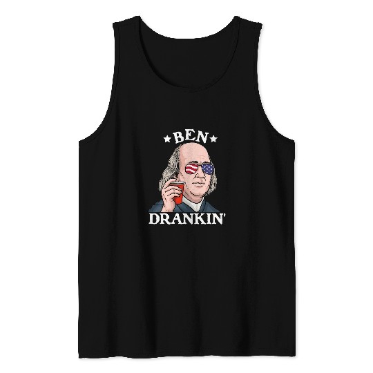 Beer Fun 4th Of July Mens Ben Drankin Funny Beer Drinking BBQ Party Tank Tops