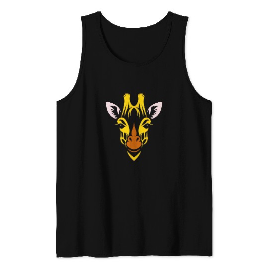 Giraffe Pet Face Minimalism Animals Tank Tops