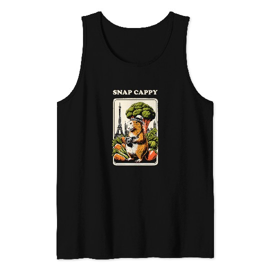 capybaras Pet Tourist Vacation Camera Broccoli Vegetable Rodent Tank Tops