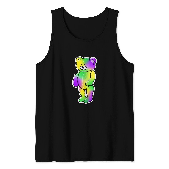 Bear Pet Mardi Gras Tie Dye Teddy Bear Cute Kawaii New Orleans Tank Tops