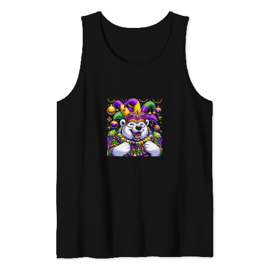 Bear Pet Mardi Gras Polar Bear Tank Tops