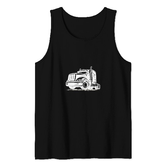 Truck Fun Semi Truck Driver Trucking Retro Style 18 Wheeler Trucker Tank Tops