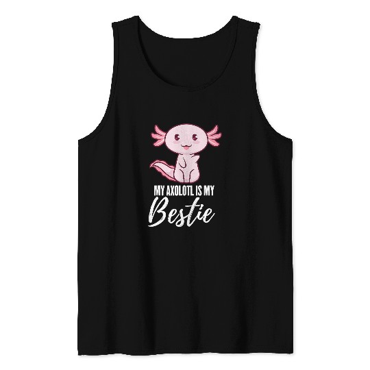 Axolotls Pet Is My Bestie Cute Kawaii Retro Salamander Amphibian Tank Tops