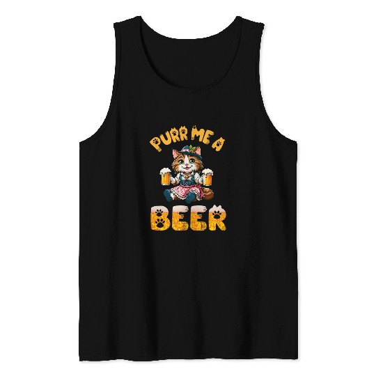 Beer Fun Maine Coon Cat Bavarian Costume Drink Beer Purr Me A Beer Tank Tops