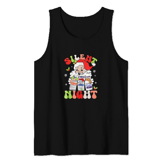 nurses Job Retro Silent Night ICU nurses Christmas Intensive Care Unit Tank Tops