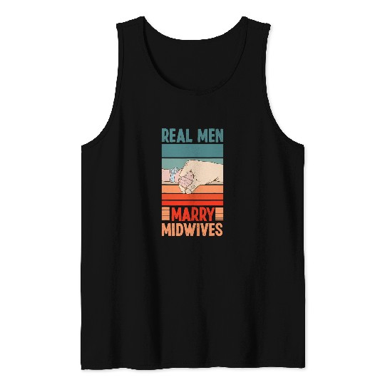 nurses Job Midwife Birth Worker Marriage Wedding Husband Wife Tank Tops