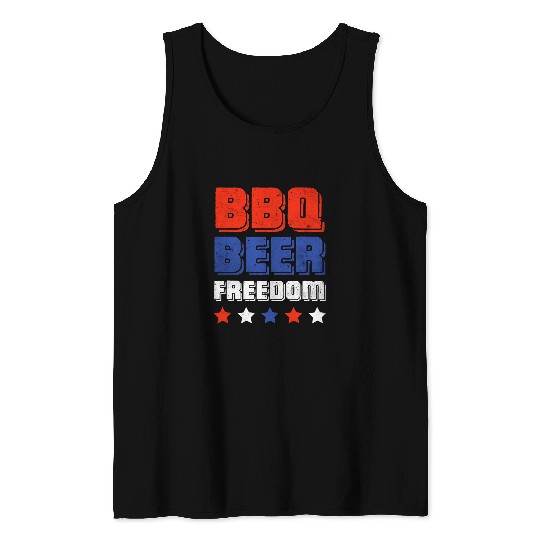 Beer Fun BBQ Beer Freedom Beer Lover Backyard BBQ Party America Tank Tops
