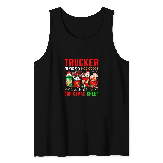 Truck Fun Runs On Hot Cocoa And Christmas Cheer Gnome Lover Tank Tops