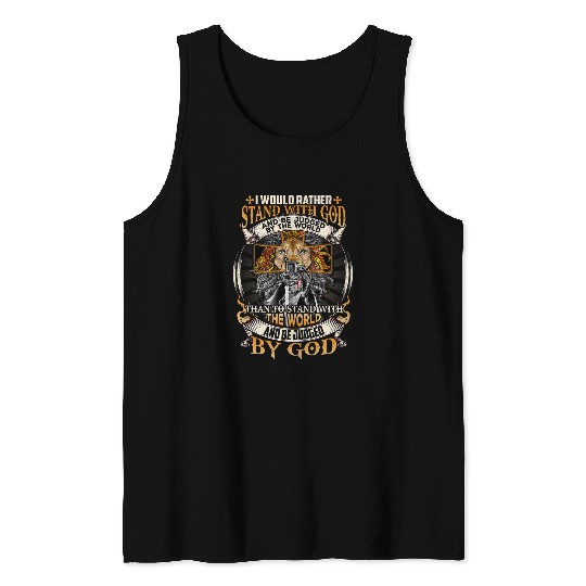 Lion Pet I Would Rather Stand With God Knights Templar Lion God Tank Tops