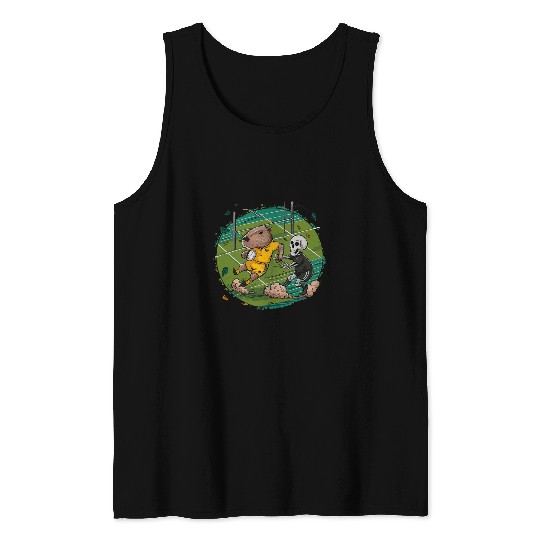 capybaras Pet Halloween Rugby Showdown capybaras vs Skeleton Tank Tops