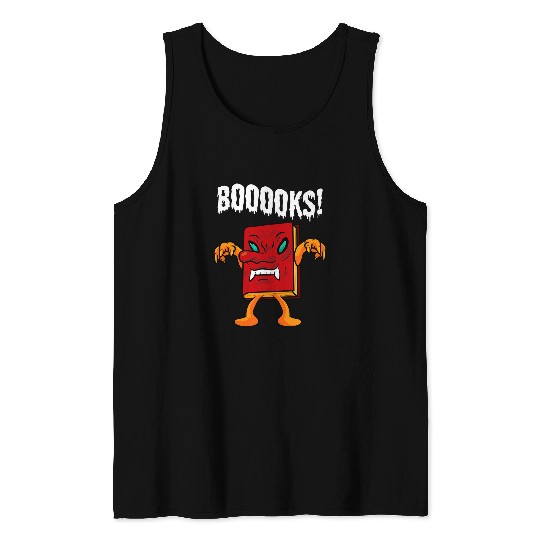 Book Fun Booooks Evil Zombie Vampire Book Halloween Librarian Teacher Tank Tops