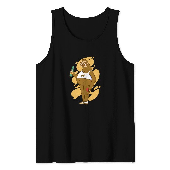 Beer Fun Sloth With Table Tennis Bat Beer Ping Pong Table Tennis Tank Tops