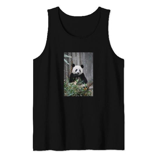 Panda Pet Eating Bamboo Leaves Tank Tops