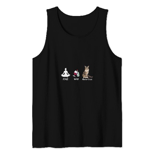 Wines Fun Cute Main Coon Cat Design Peace Wines Maine Coon Tank Tops