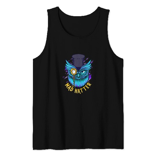 Owl Pet Mad Hatter Owl Cute Owl Lover Vintage Tank Tops