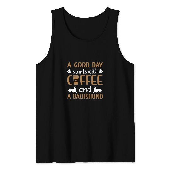 Coffee Fun A good day start with coffee and dachshund Tank Tops