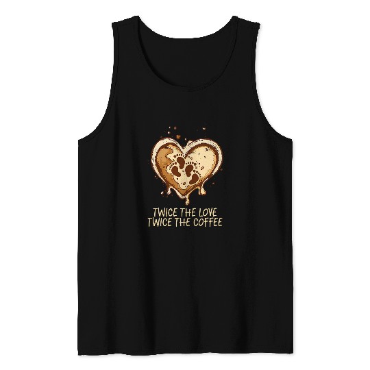 Coffee Fun Twice the Love Twice the Coffee Design Twin Mom Tank Tops