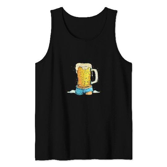 Beer Fun Beach Beer in Swim Trunks for funny Adults Tank Tops