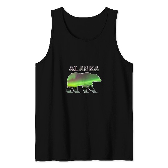 Alaskan Bear Northern Lights Aurora Borealis Nature Sky 3 Tank Tops