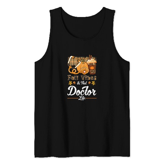 Coffee Fun Fall Vibes Doctor Life Pumpkin Spice Latte Coffee Leopard Tank Tops