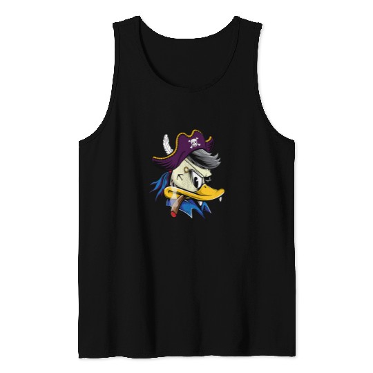 Duck Pet Face Pirate Duck Quack Sparrow Halloween Costume Tank Tops