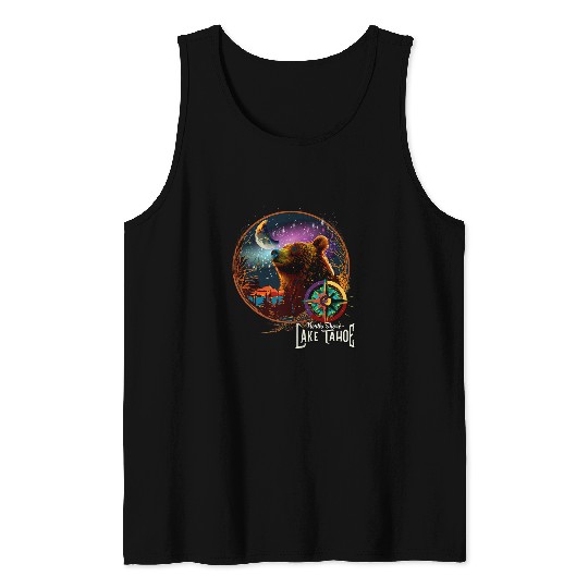 Bear Pet Lake Tahoe North Shore Starry Night Dark Sky Stargazing Bear Tank Tops