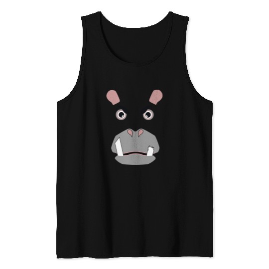 Hippo Pet Face Costume Funny Lazy Halloween Costume Tank Tops