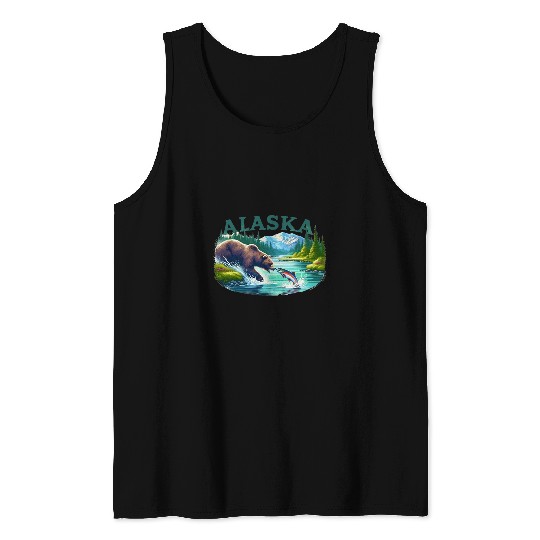 Bear Pet Alaska Grizzley Bear salmon river Denali National Park Tank Tops