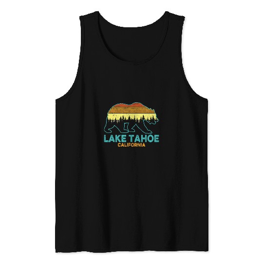 Bear Pet Lake Tahoe Retro californias CA vintages Mountain Bear Tank Tops